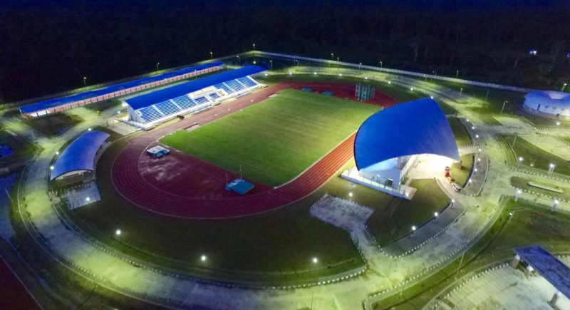 Stadion outdoor di Mimika Sport Complex (MSC), tempat atlet-atlet PON akan memperebutkan medali-medali atletik. (Foto:Twitter ponxx2020papua)