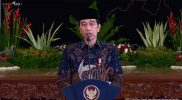 Presiden Joko Widodo ketika memberikan sambutan kepada Milad Muhammadiyah ke-109 yang ditayangkan secara virtual pada Kamis (18/11/2021). (Foto: Tangkapan Layar BPMI Sekretariat Presiden)