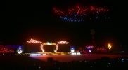 Penampilan Drone Light yang membentuk Peta Indonesia di Opening Ceremony Peparnas XVI Papua 2021 di Stadion Mandala Jayapura, Jumat (05/11/2021) malam. (Foto: PB.Peparnas XVI Papua/Ronaldy Irfak)