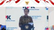 Presiden Joko Widodo ketika membuka Peringatan Hari Anti Korupsi Sedunia (Hakordia) 2021 yang ditayangkan secara virtual pada Kamis (9/12/2021). (Foto: BPMI/Istimewa)