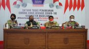 Bupati Zaenal Arifin saat memimpin Rapat Koordinasi Penanganan Covid-19 bersama jajaran Forkopimda di Rumah Dinas Bupati Magelang, Senin (7/2/2022). (Foto: humas/beritamagelang)