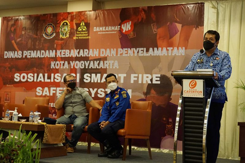 Damkarmat Kota Yogyakarta gelar sosialisasi smart fire system di Hotel Cavinton, Kamis (17/3/2022). (Foto: Humas Pemkot Yogya)