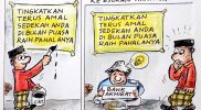 Karya Munadi, kartunis lepas tinggal di Tangerang, Banten.