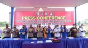 Press conference pengungkapan kasus peredaran narkotika di Polda Riau. (Foto: MC Prov.Riau)