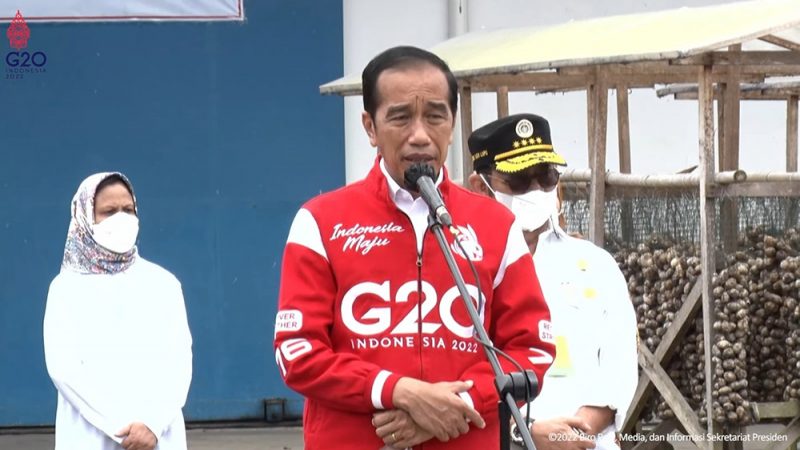 Presiden Jokowi melepas ekspor komoditas pinang biji di Muaro Jambi, Jambi pada Kamis (7/4/2022). Foto: BPMI SETPRES