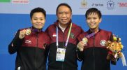 Pasangan baru danda putri Apriyani/Fadia raih medali emas di final nomor perorangan ganda putri SEA Games 2021. Foto:rayki/kemenpora.go.id