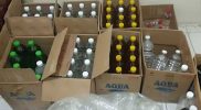 Ratusan botol miras yang berhasil diamankan Unit Reskrim Polsek Berbah dari seorang pedagang FER. Foto: Dok.Polsek Berbah