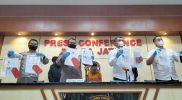 Press Conference penangkapan APK, tersangka arisan bodong di Polda Jatim, Selasa (31/5/2022). Foto: Ist/selalu.id