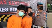 Dua tersangka kurur sabu yang ditangkap Polres Sleman di wilayah Lampung. Foto: Humas Polres Sleman