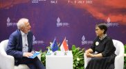 Pertemuan Perwakilan EU dan Menteri Luar Negeri (Menlu) RI, Retno Marsudi, di Nusa Dua, Bali, Rabu (6/7/2022). Foto: kemlu.go.id